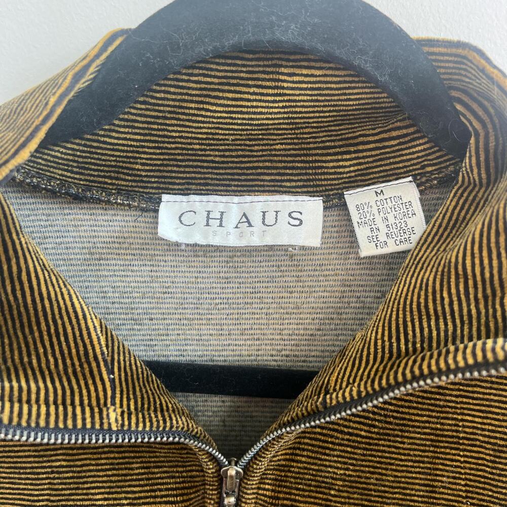 Chaus sport golden brown and black striped men’s shirt medium - Picture 2 of 5